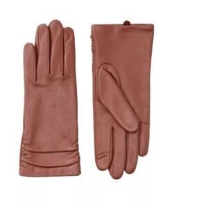 Belk Fownes Brothers Women's Ruched Leather Gloves Sz S NWT 50 Saddle Brown
